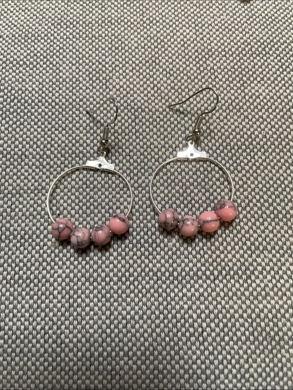 Pink Rhodonite Beaded Hoop Earrings - Picture 4 of 4